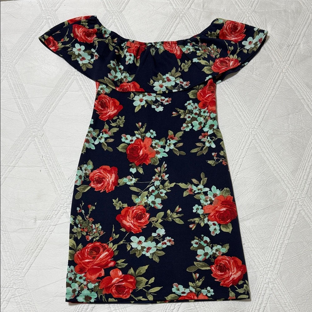 Crystal Doll Navy Floral Mini Dress S